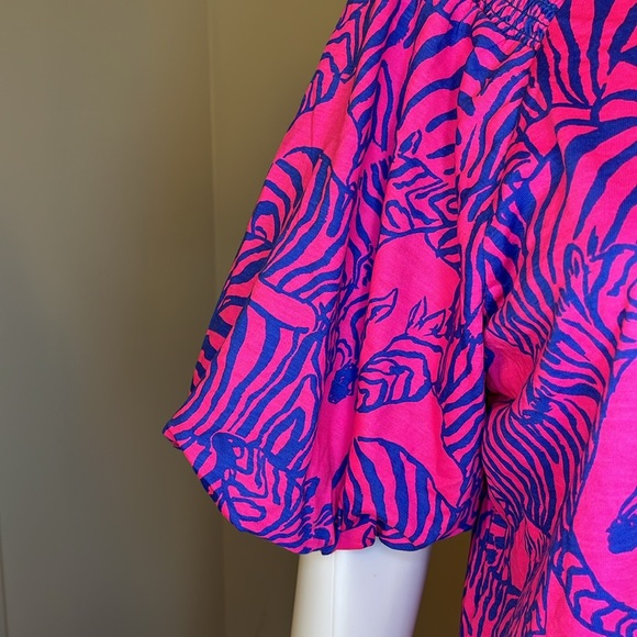 Lilly Pulitzer Rosen Dress passion fruit pink blue zebra print size large - Picture 4 of 8